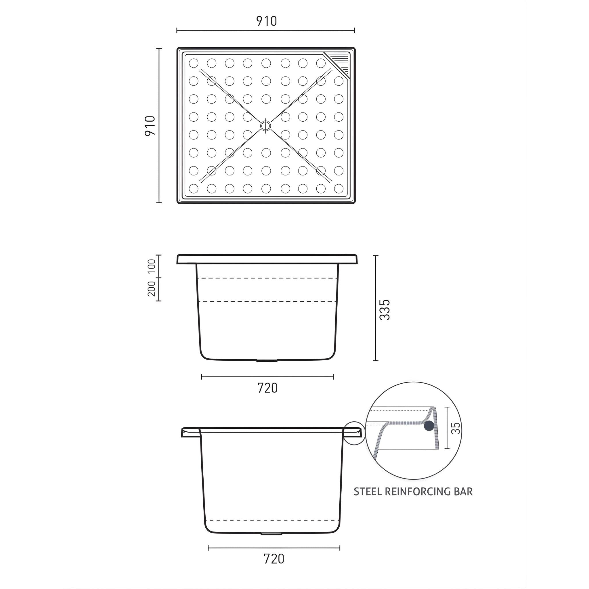 DECINA BELLA INSET SHOWER BATH GLOSS WHITE 910MM