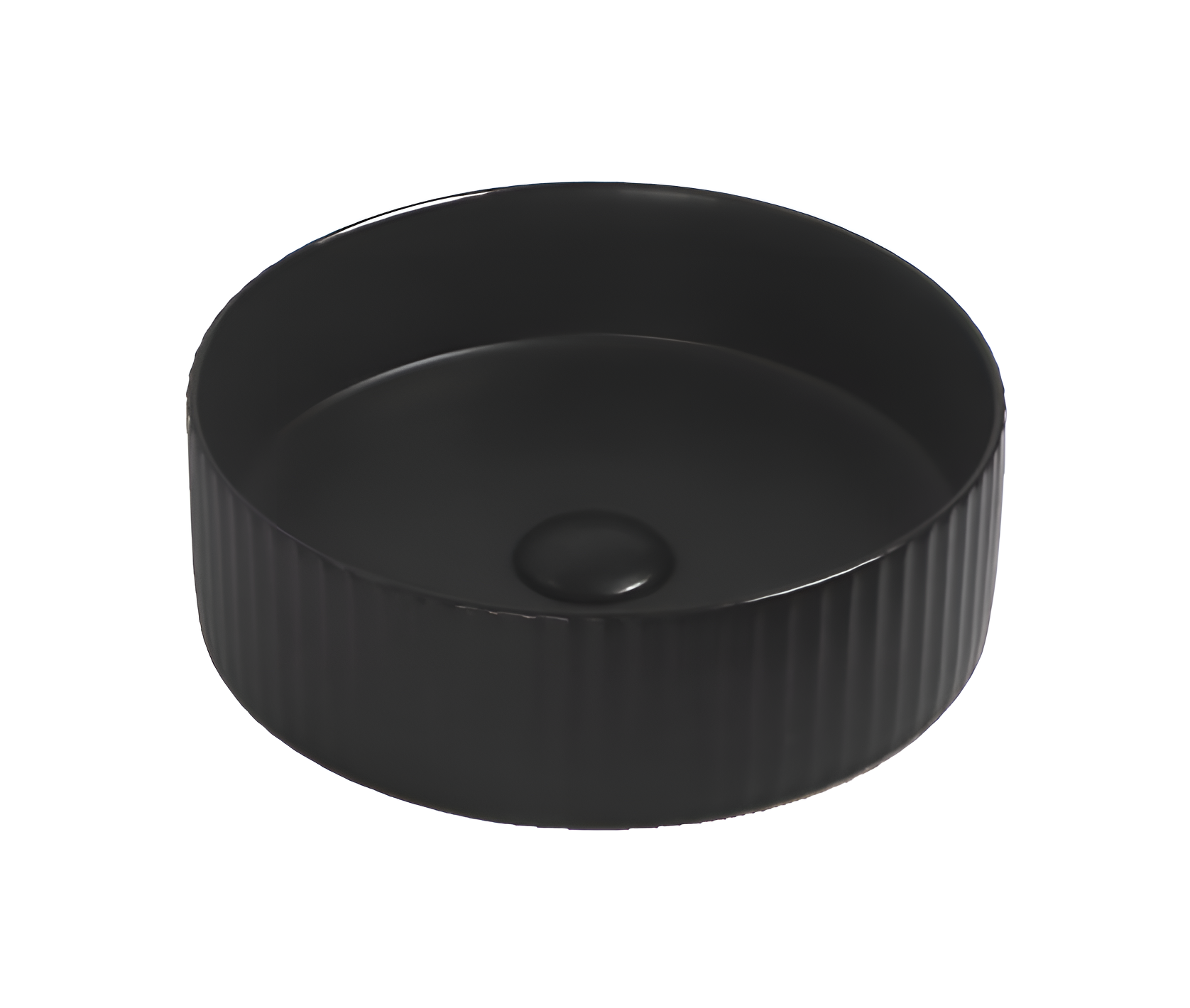 POSEIDON BELLEVUE FLUTED ABOVE COUNTER BASIN MATTE BLACK 360MM