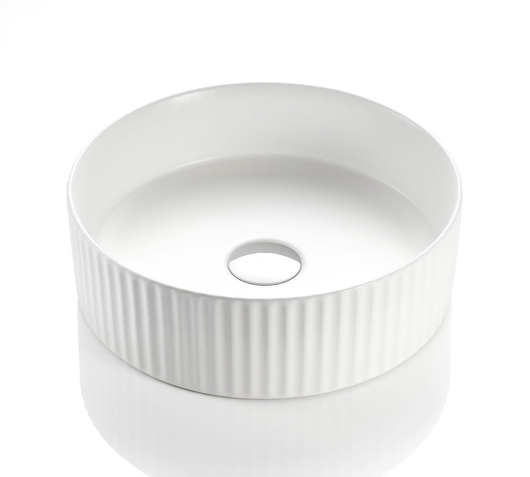 POSEIDON BELLEVUE FLUTED ABOVE COUNTER BASIN MATTE WHITE 360MM