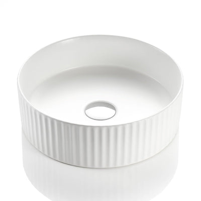 POSEIDON BELLEVUE FLUTED ABOVE COUNTER BASIN MATTE WHITE 360MM