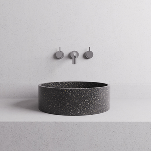 MADU BELLA ROUND ABOVE COUNTER BASIN TERRAZO STONE BLACK 370MM