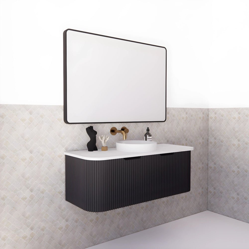 RIVA BERGEN MATTE BLACK 1200MM SINGLE BOWL WALL HUNG VANITY