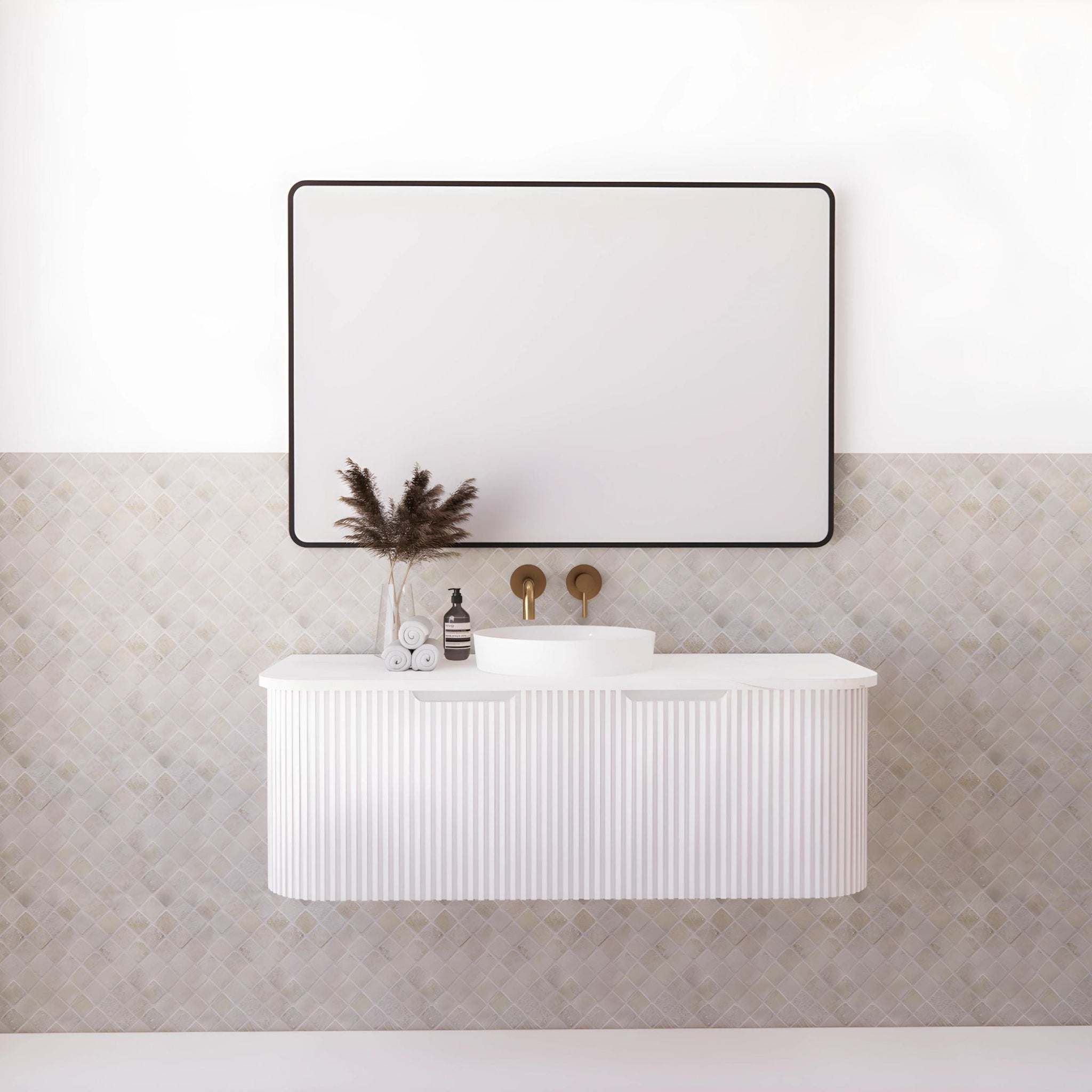 RIVA BERGEN MATTE WHITE 1200MM SINGLE BOWL WALL HUNG VANITY