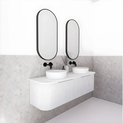 RIVA BERGEN MATTE WHITE 1500MM DOUBLE BOWL WALL HUNG VANITY
