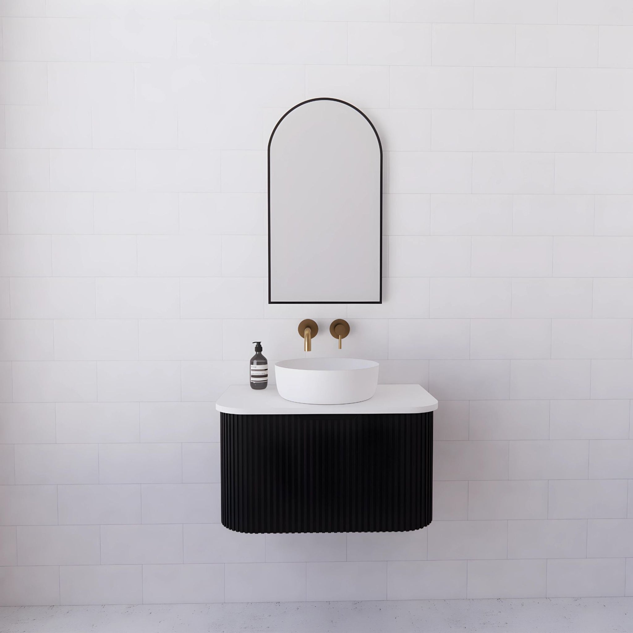 RIVA BERGEN MATTE BLACK 750MM SINGLE BOWL WALL HUNG VANITY