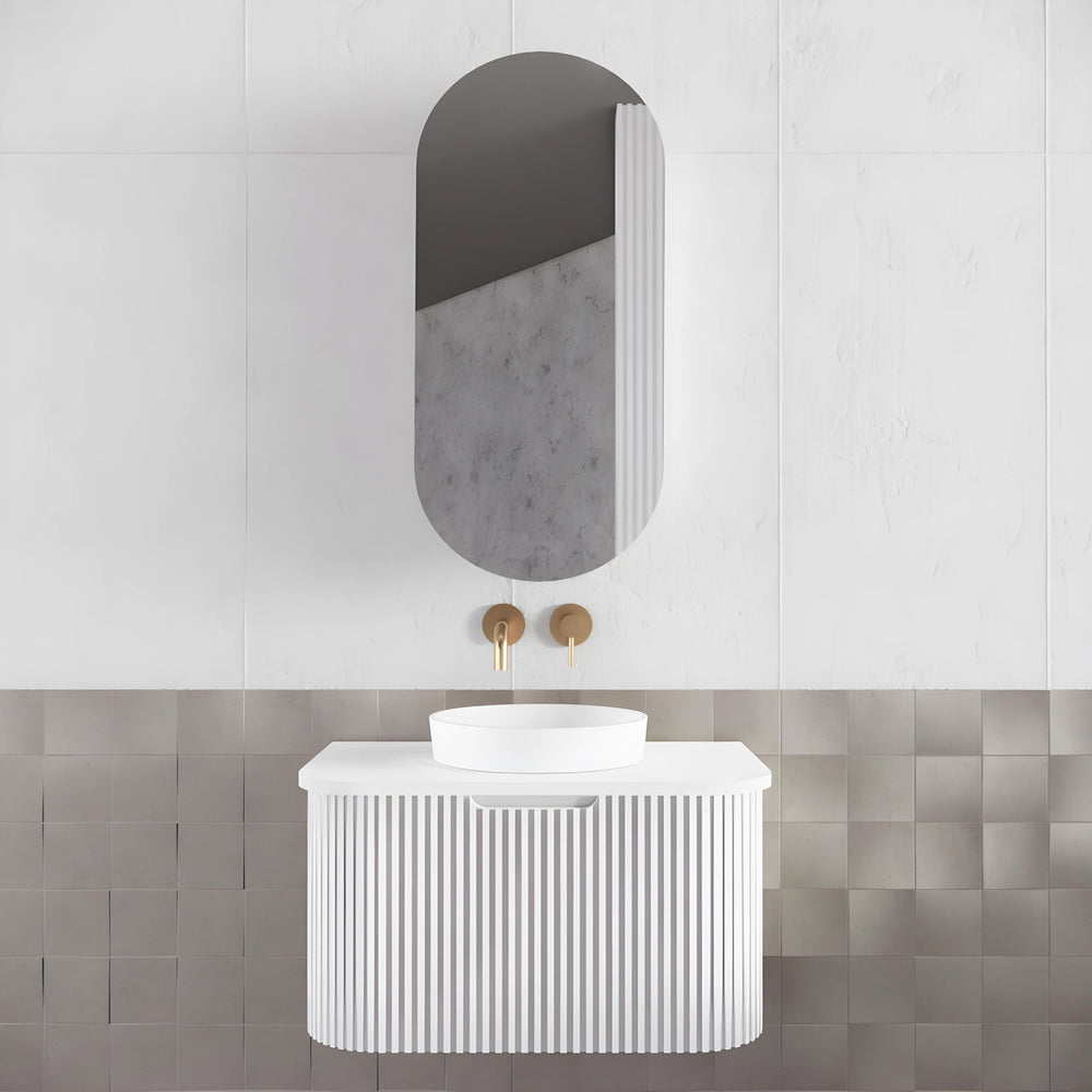 RIVA BERGEN MATTE WHITE 750MM SINGLE BOWL WALL HUNG VANITY