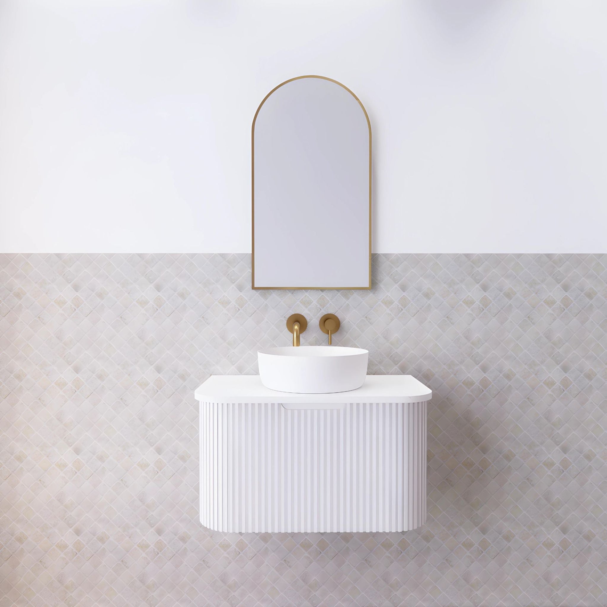 RIVA BERGEN MATTE WHITE 750MM SINGLE BOWL WALL HUNG VANITY