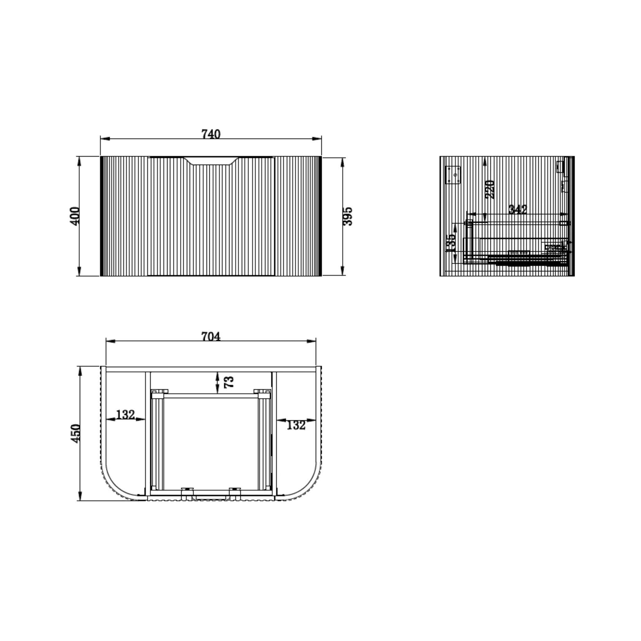RIVA BERGEN SOLID TIMBER 750MM SINGLE BOWL WALL HUNG VANITY