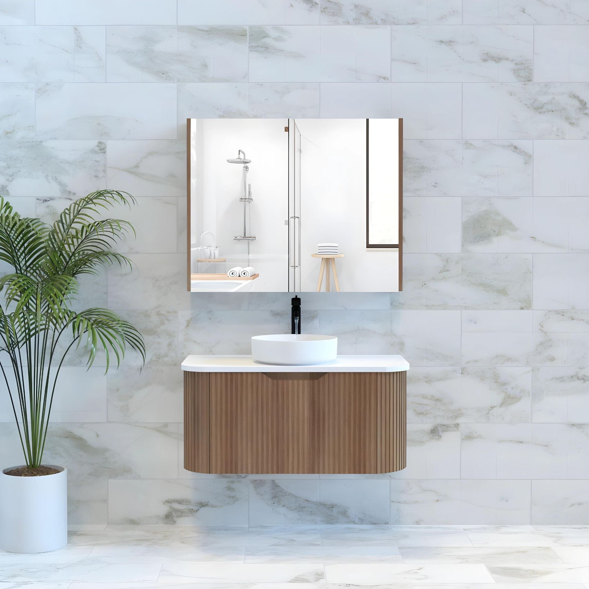 RIVA BERGEN SOLID TIMBER 900MM SINGLE BOWL WALL HUNG VANITY