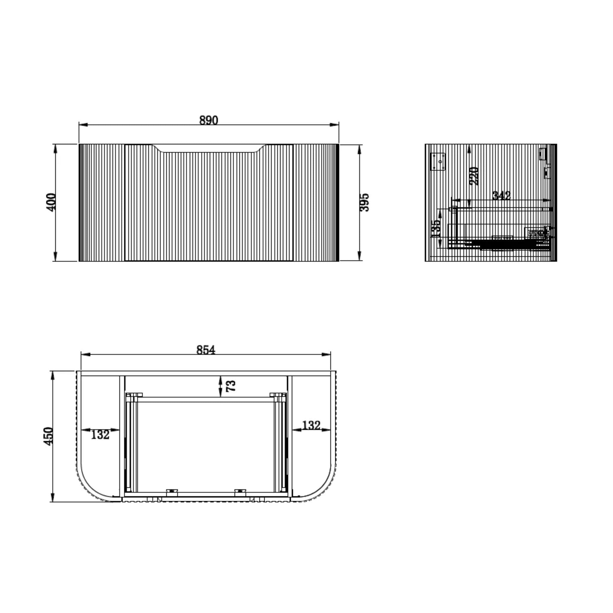 RIVA BERGEN SOLID TIMBER 900MM SINGLE BOWL WALL HUNG VANITY