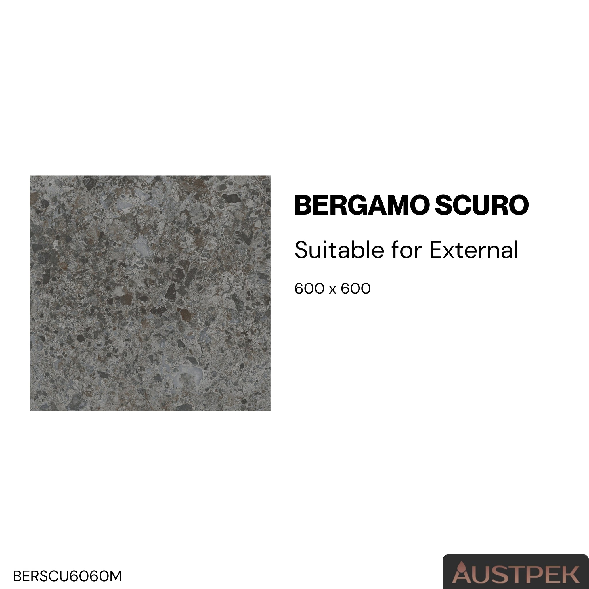 NIRO GRANITE BERGAMO SCURO MATTE 600X600MM SQUARE TILE (PER BOX)