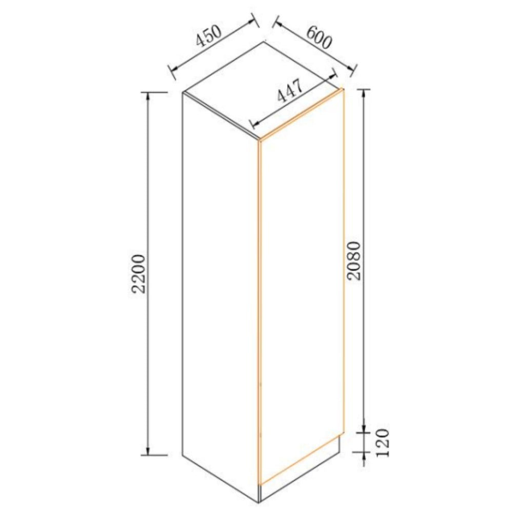 VITO CUSTOM PANTRY SINGLE DOOR FLOOR STANDING TALL KITCHEN CABINET 450MM