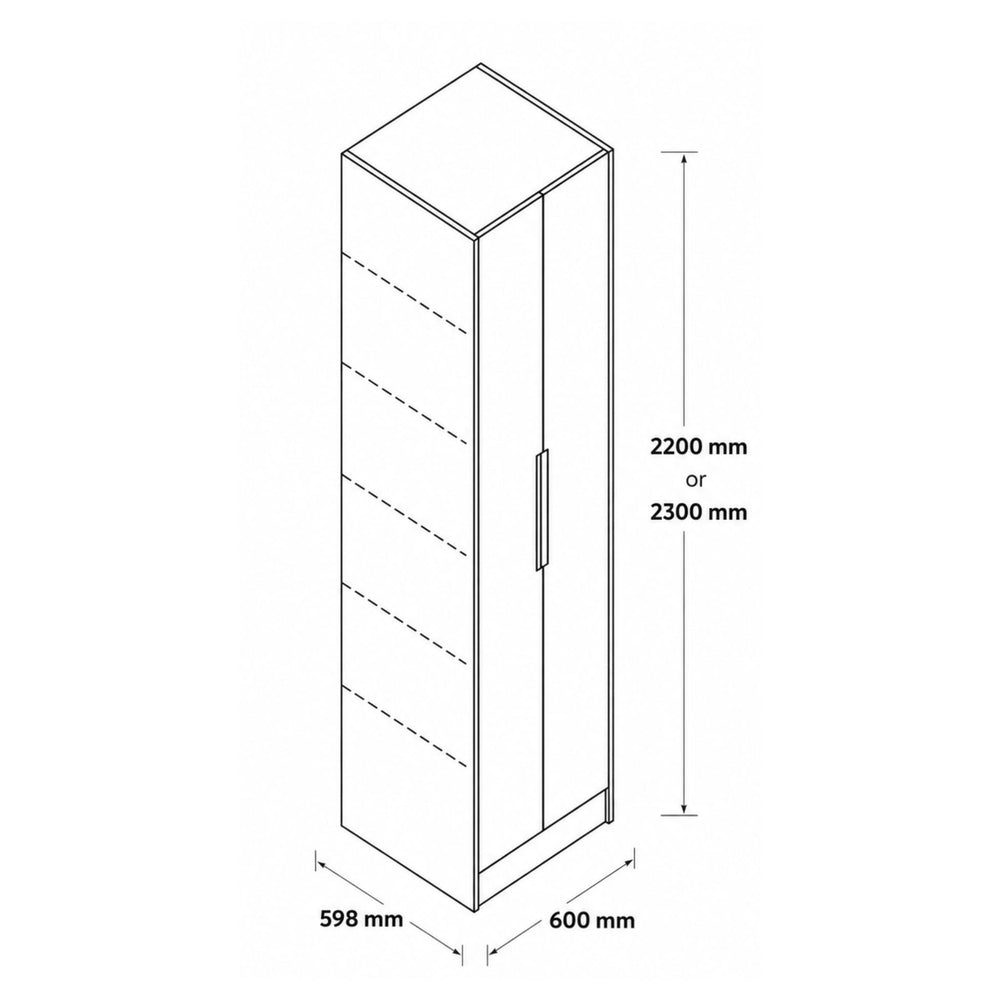 VITO CUSTOM PANTRY FINGER-PULL DOUBLE DOOR FLOOR STANDING TALL KITCHEN CABINET 600MM