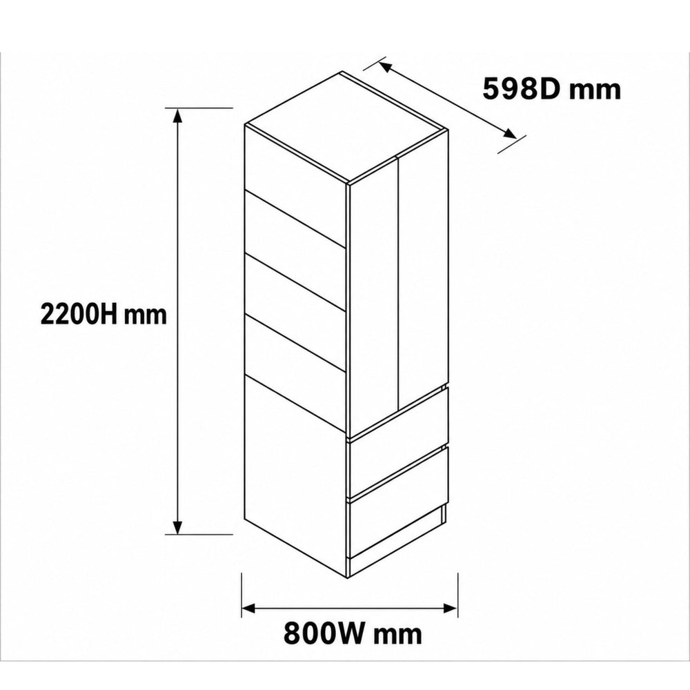 VITO CUSTOM PANTRY FINGER-PULL DOUBLE DOOR AND DRAWER FLOOR STANDING TALL KITCHEN CABINET 800MM