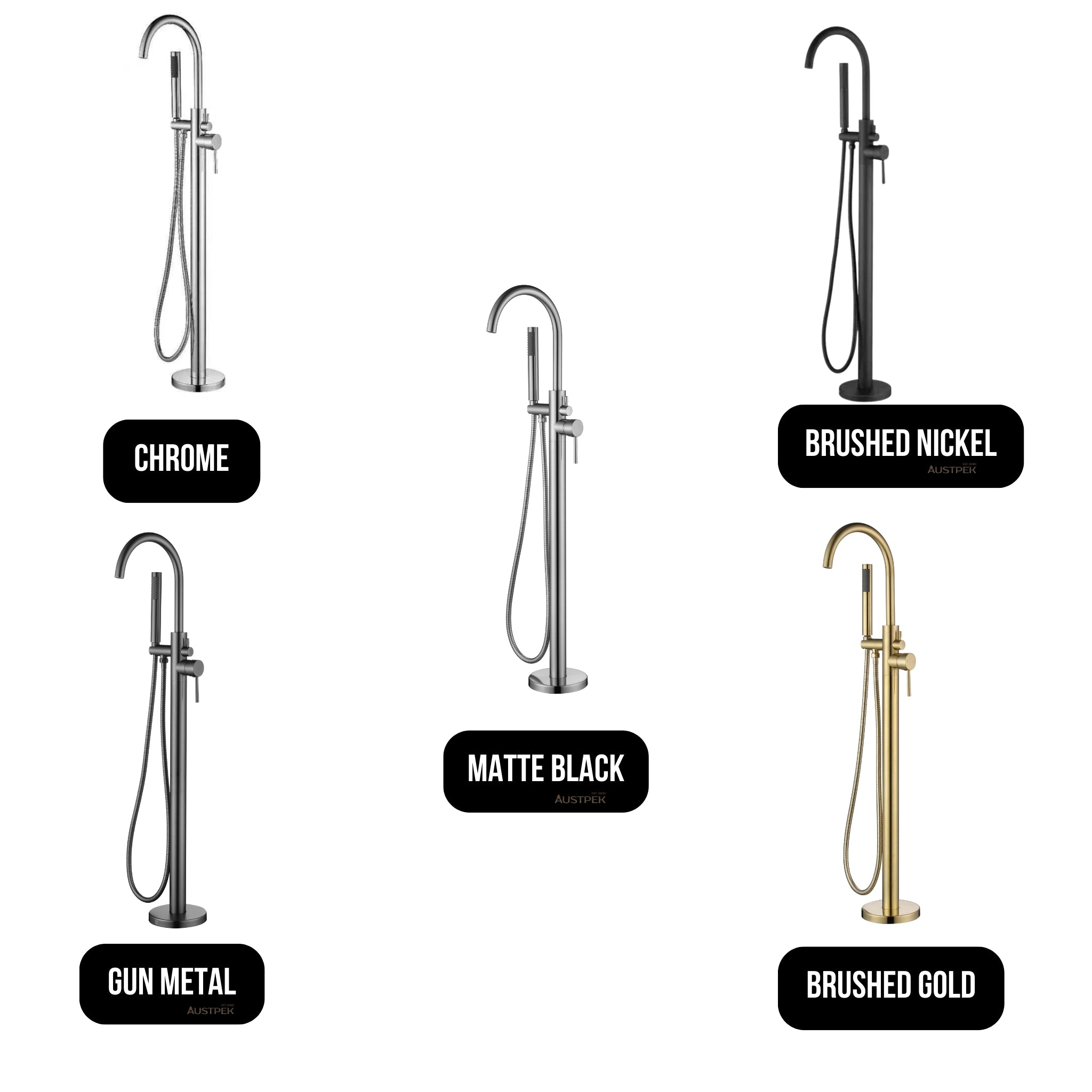 IKON OTUS FREESTANDING BATH MIXER 1100MM BRUSHED GOLD