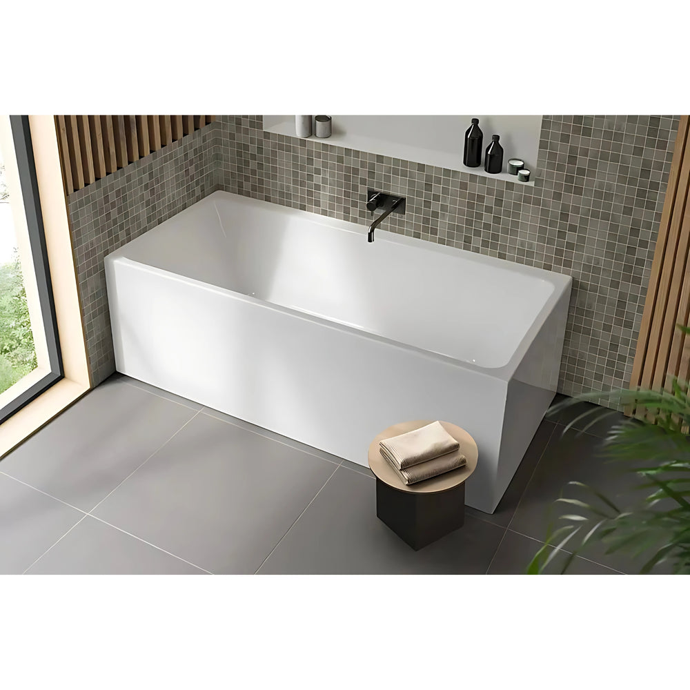 DECINA BIANCO FREESTANDING BACK TO WALL BATHTUB GLOSS WHITE (AVAILABLE IN 1400MM, 1500MM AND 1700MM)