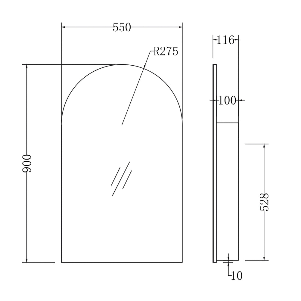 INFINITY BIANCO SEMI MATTE BLACK SHAVING CABINET 550X900MM