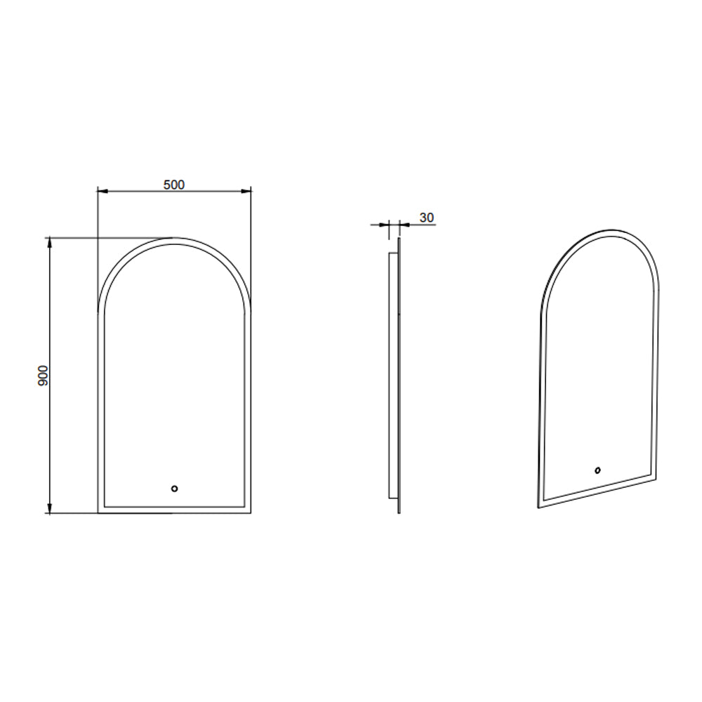 INFINITY BIANCO LED MIRROR 3 COLOUR LIGHTS WITH TOUCH SENSOR SWITCH 500X900MM