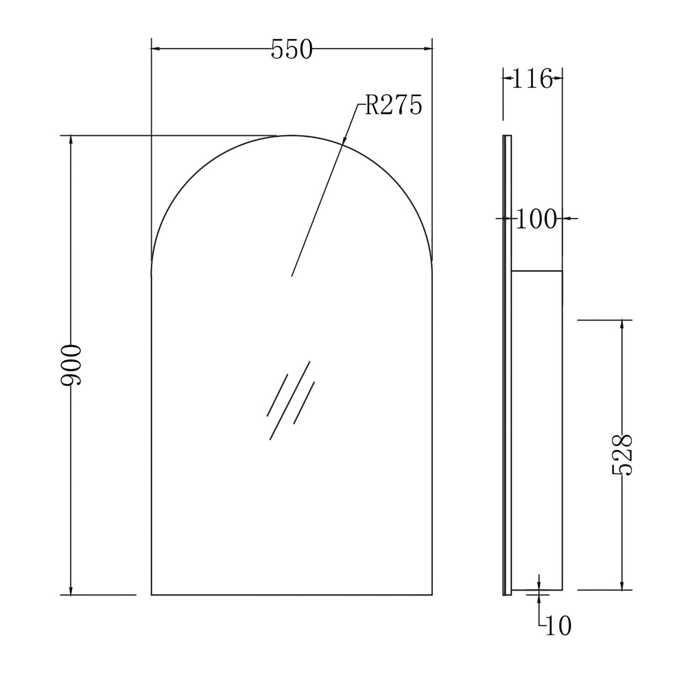 INFINITY BIANCO SEMI MATTE WHITE SHAVING CABINET 550X900MM