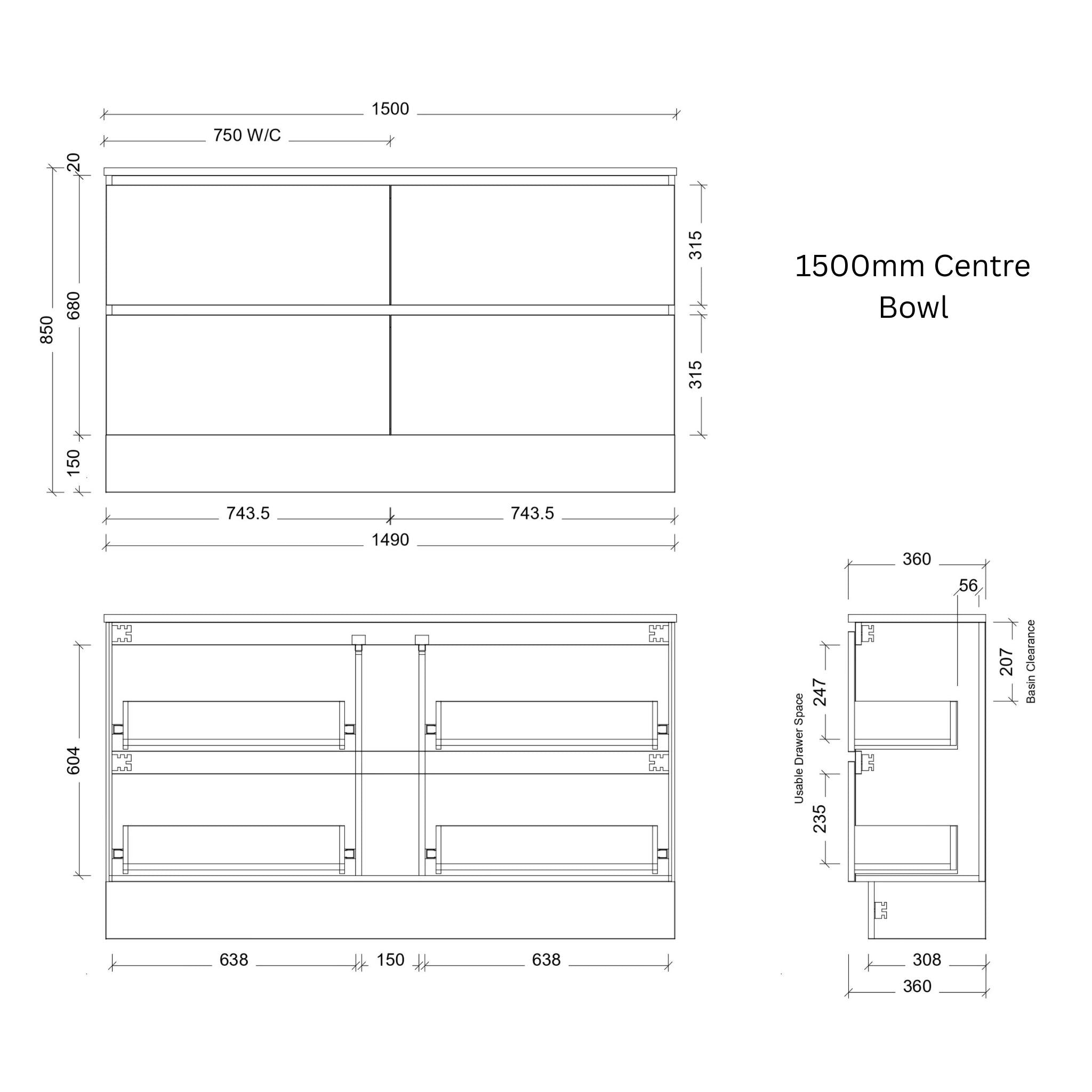 TIMBERLINE BILLIE SPACE SAVING CUSTOM FLOOR STANDING VANITY (ALL SIZING)