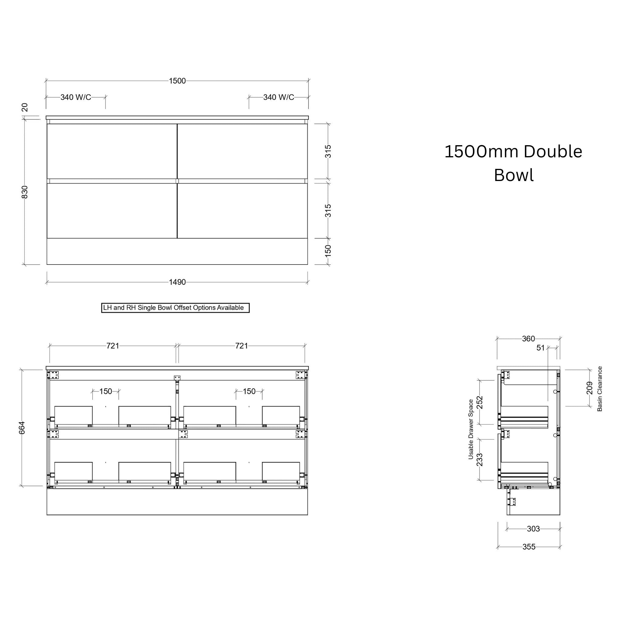 TIMBERLINE BILLIE SPACE SAVING CUSTOM FLOOR STANDING VANITY (ALL SIZING)
