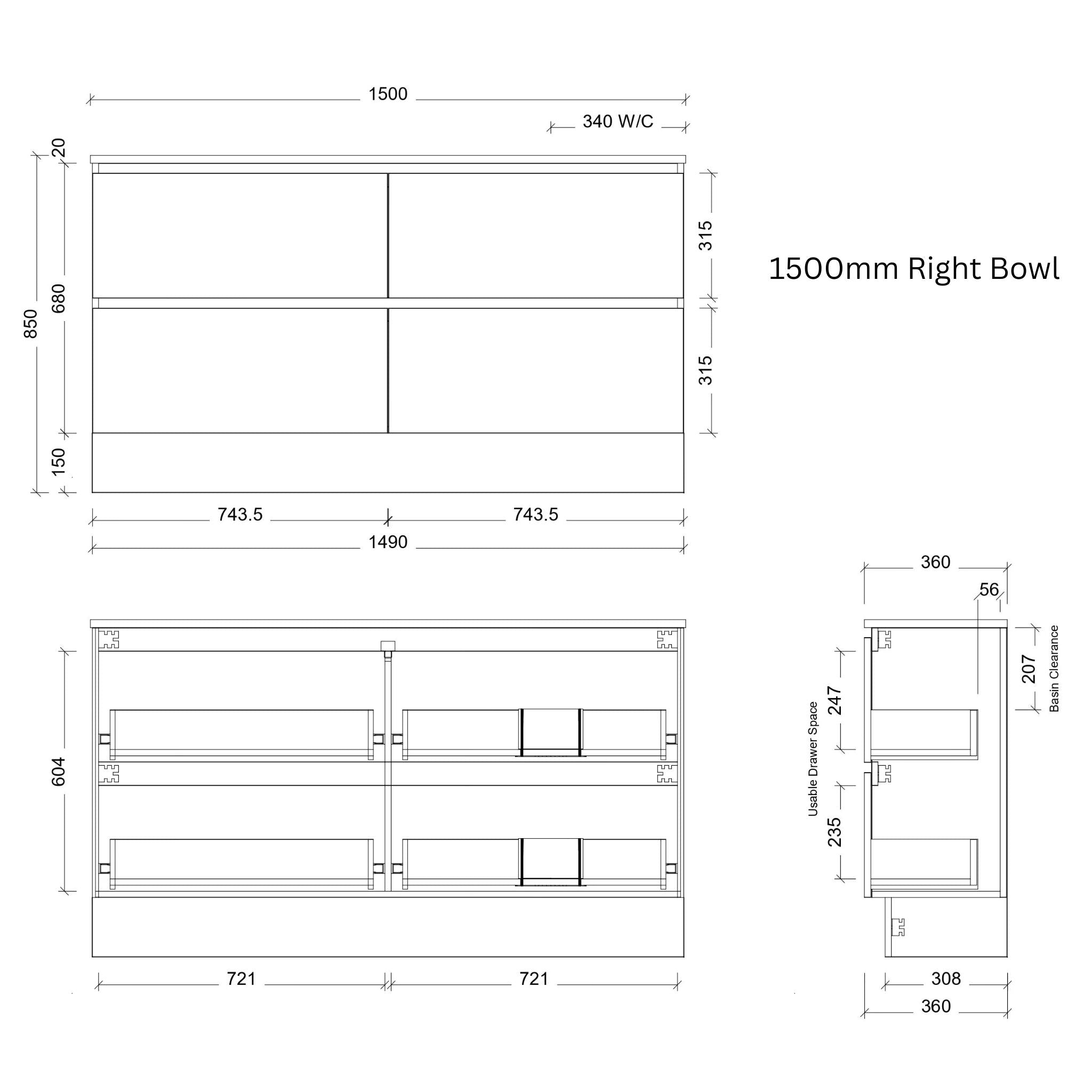 TIMBERLINE BILLIE SPACE SAVING CUSTOM FLOOR STANDING VANITY (ALL SIZING)