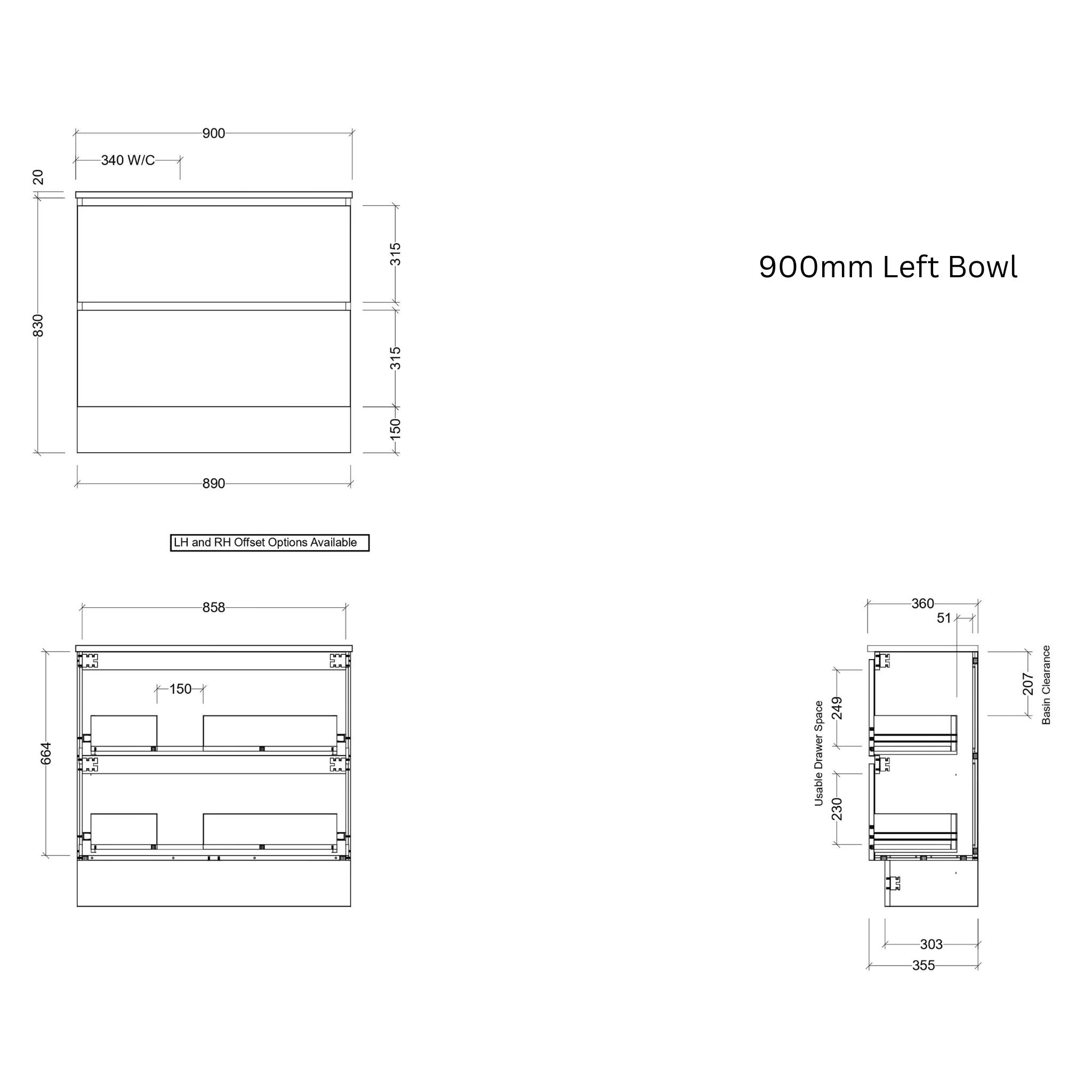 TIMBERLINE BILLIE SPACE SAVING CUSTOM FLOOR STANDING VANITY (ALL SIZING)