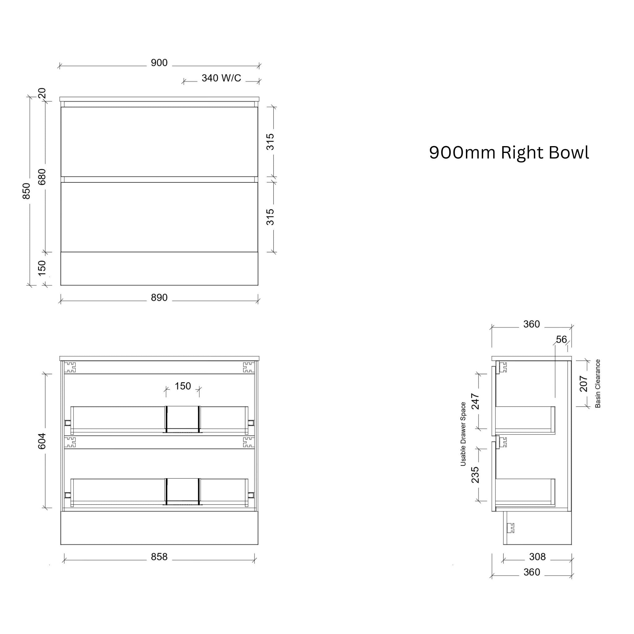 TIMBERLINE BILLIE SPACE SAVING CUSTOM FLOOR STANDING VANITY (ALL SIZING)