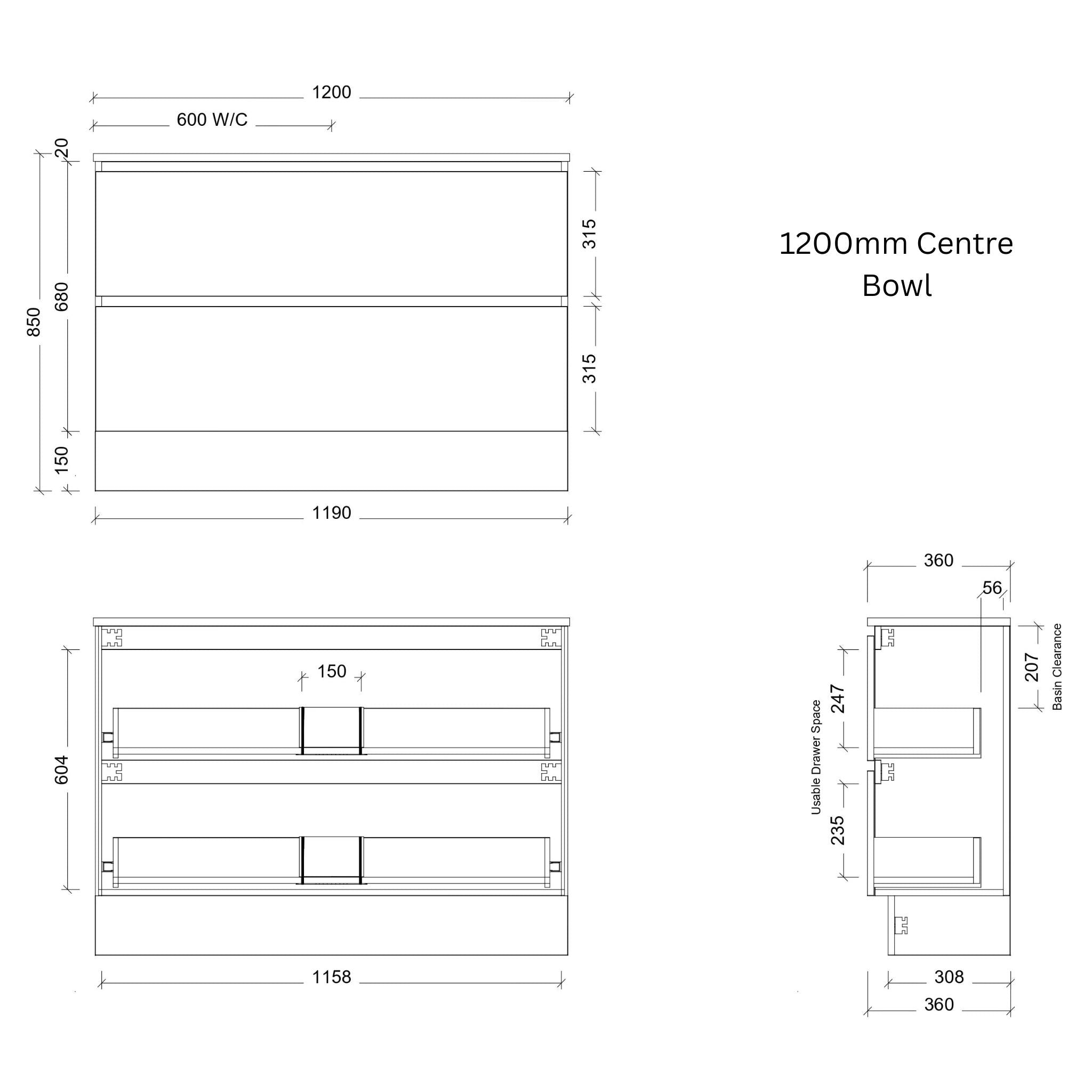 TIMBERLINE BILLIE SPACE SAVING CUSTOM FLOOR STANDING VANITY (ALL SIZING)