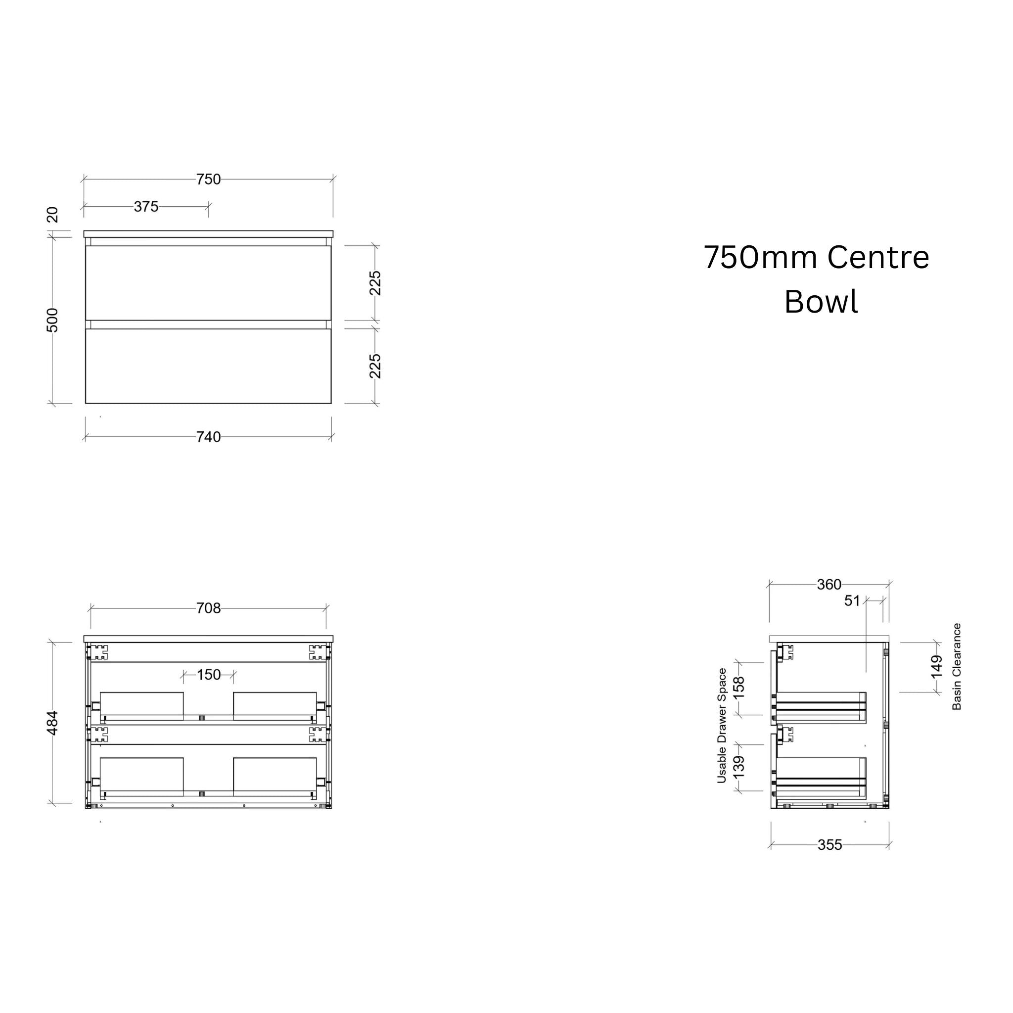 TIMBERLINE BILLIE SPACE SAVING CUSTOM WALL HUNG VANITY (ALL SIZING)