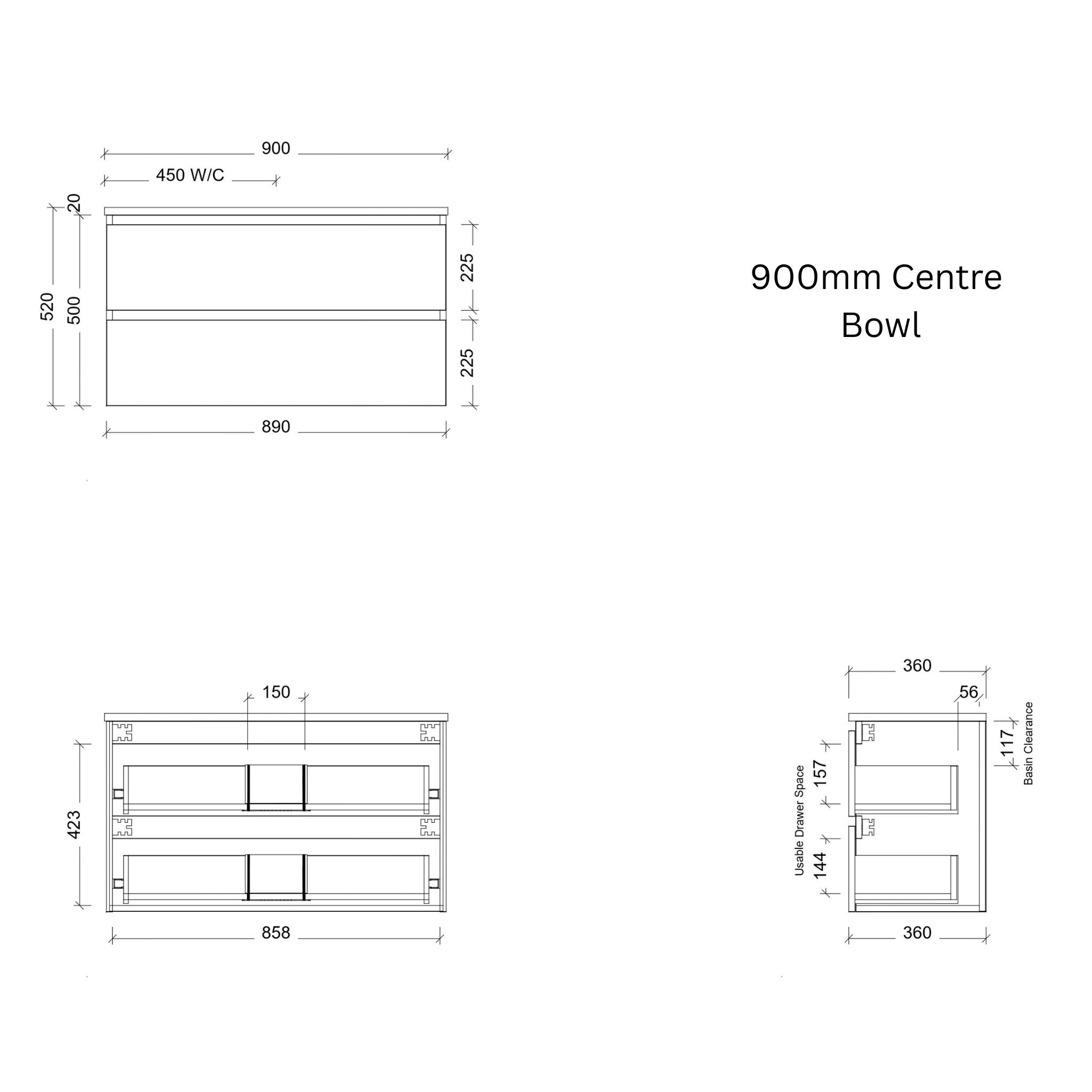 TIMBERLINE BILLIE SPACE SAVING CUSTOM WALL HUNG VANITY (ALL SIZING)