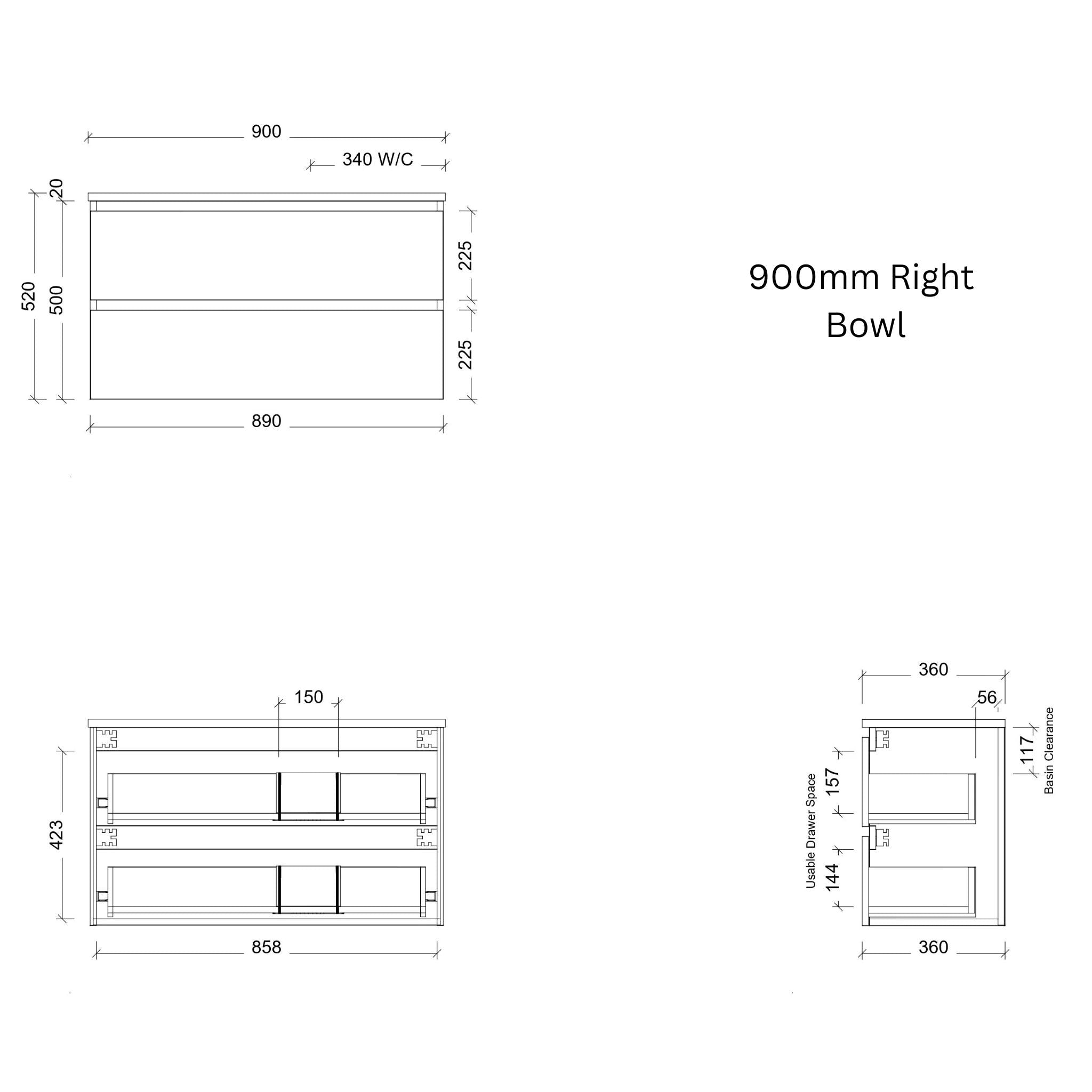 TIMBERLINE BILLIE SPACE SAVING CUSTOM WALL HUNG VANITY (ALL SIZING)