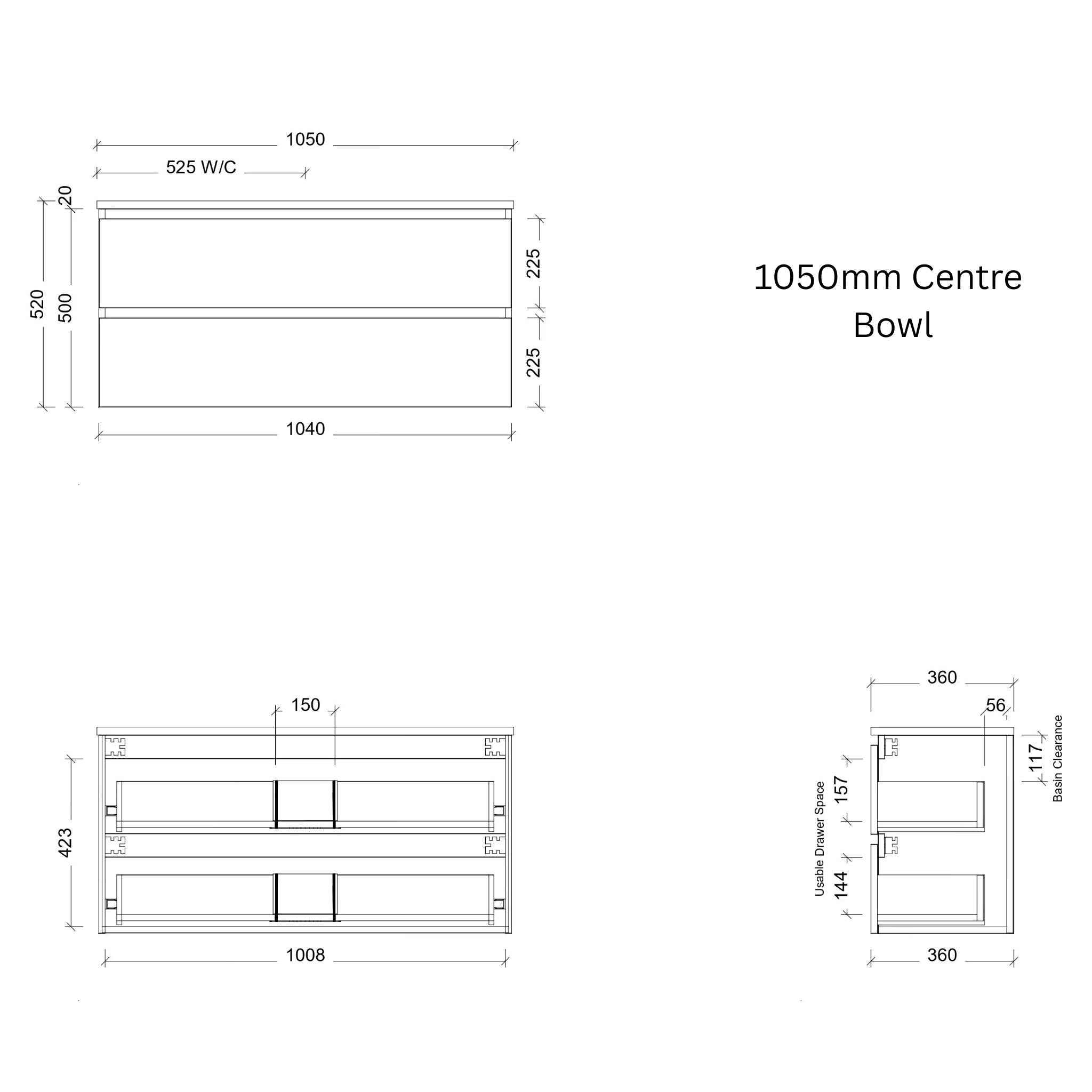 TIMBERLINE BILLIE SPACE SAVING CUSTOM WALL HUNG VANITY (ALL SIZING)