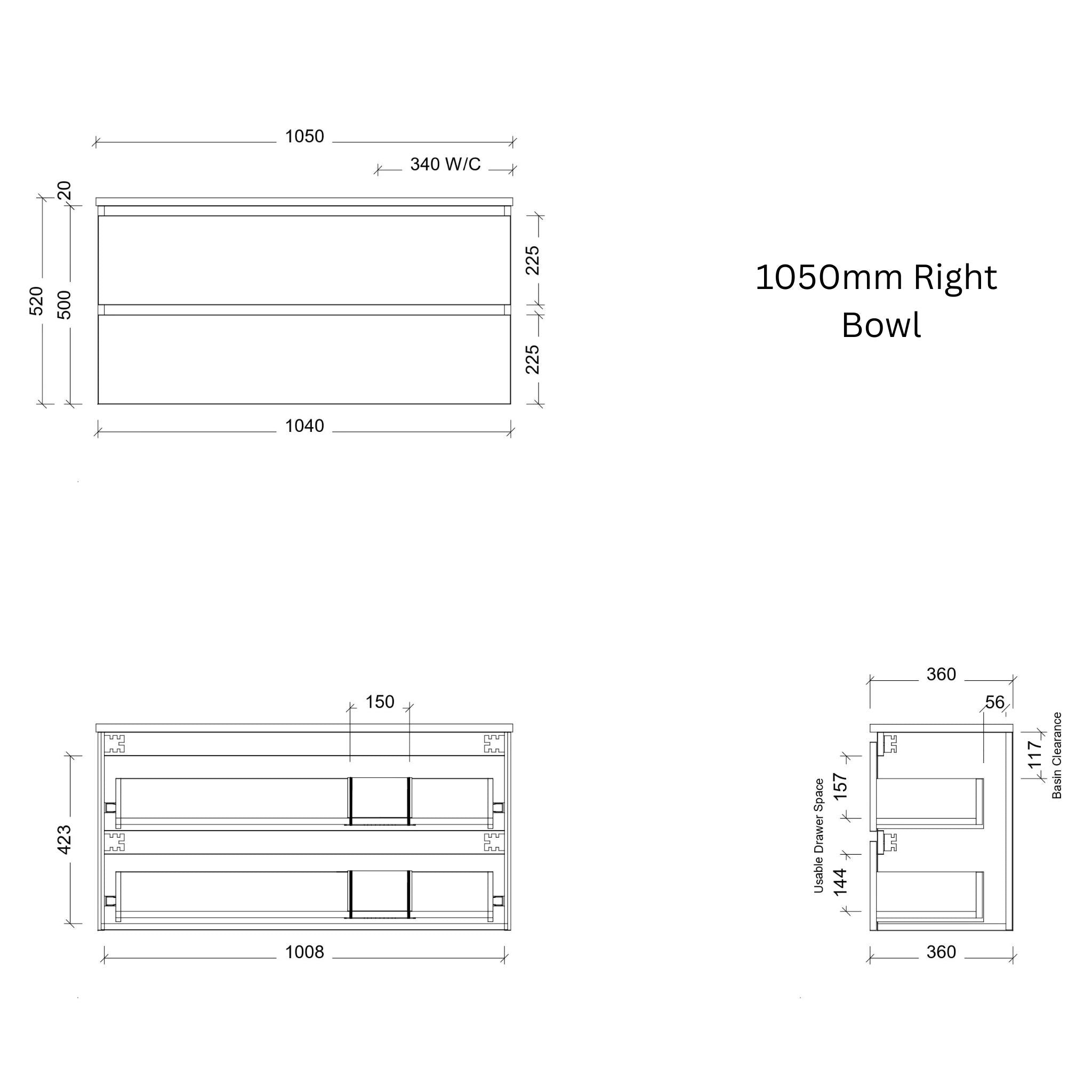 TIMBERLINE BILLIE SPACE SAVING CUSTOM WALL HUNG VANITY (ALL SIZING)