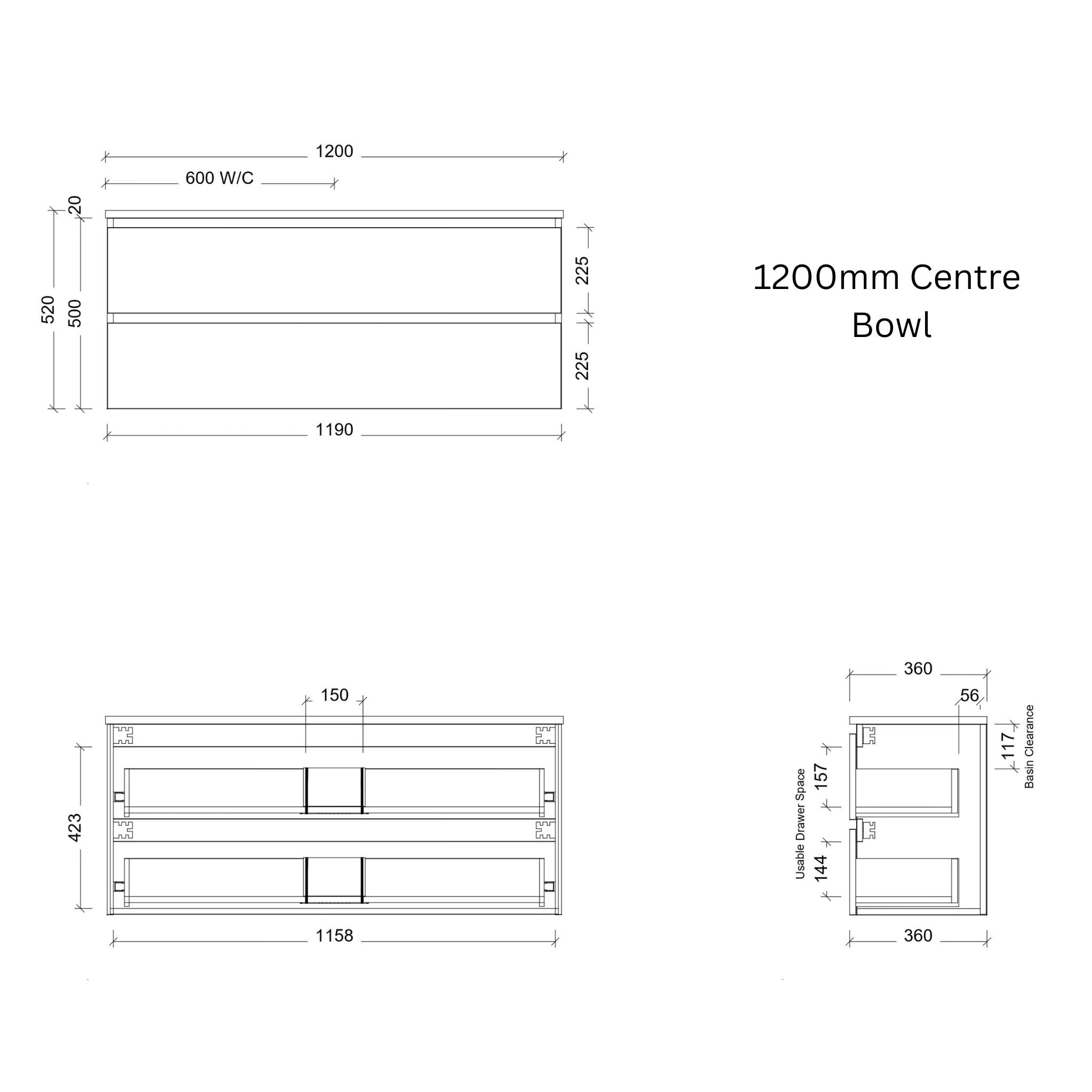 TIMBERLINE BILLIE SPACE SAVING CUSTOM WALL HUNG VANITY (ALL SIZING)