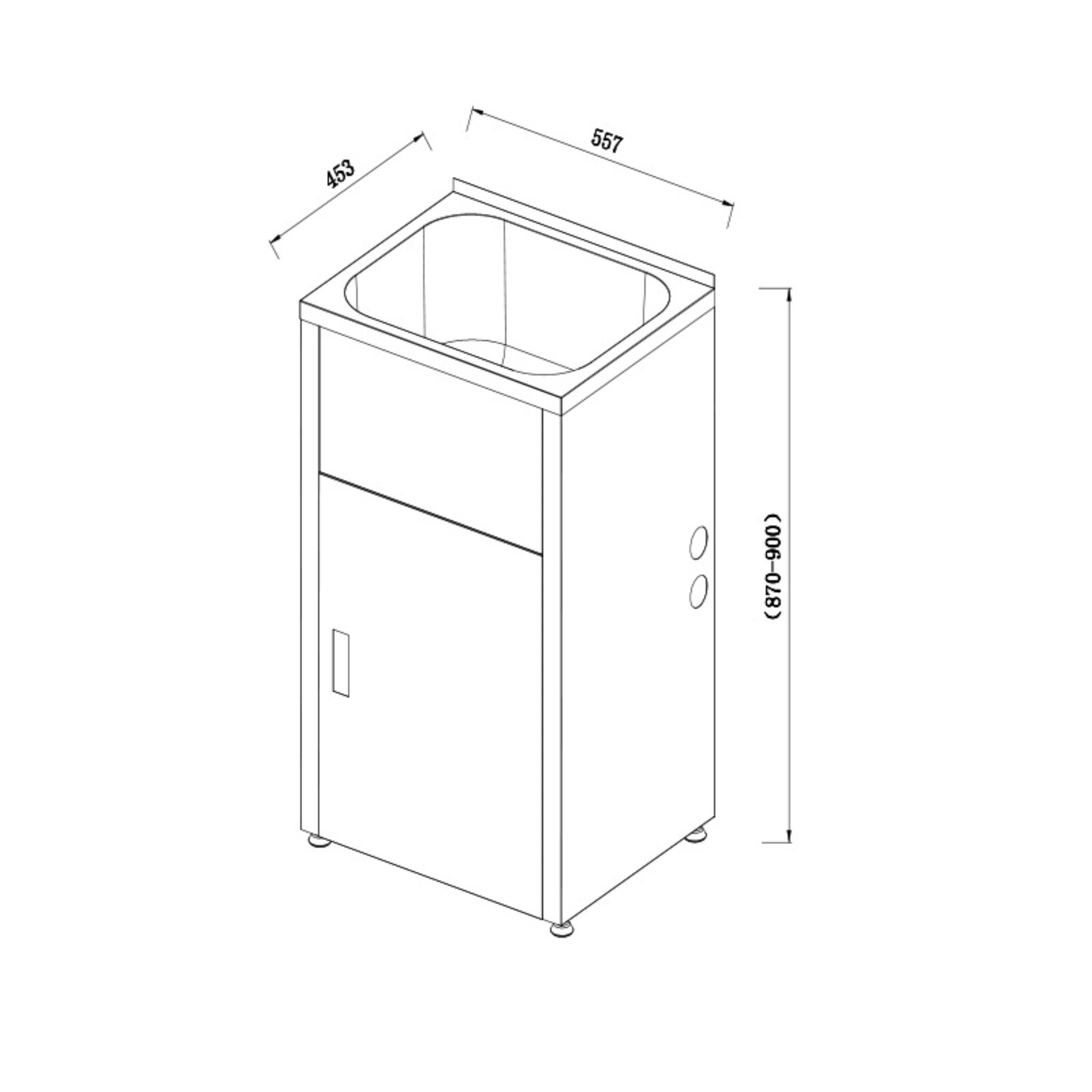 LUKKA 35L LAUNDRY CABINET AND STAINLESS STEEL TUB 560MM CHROME