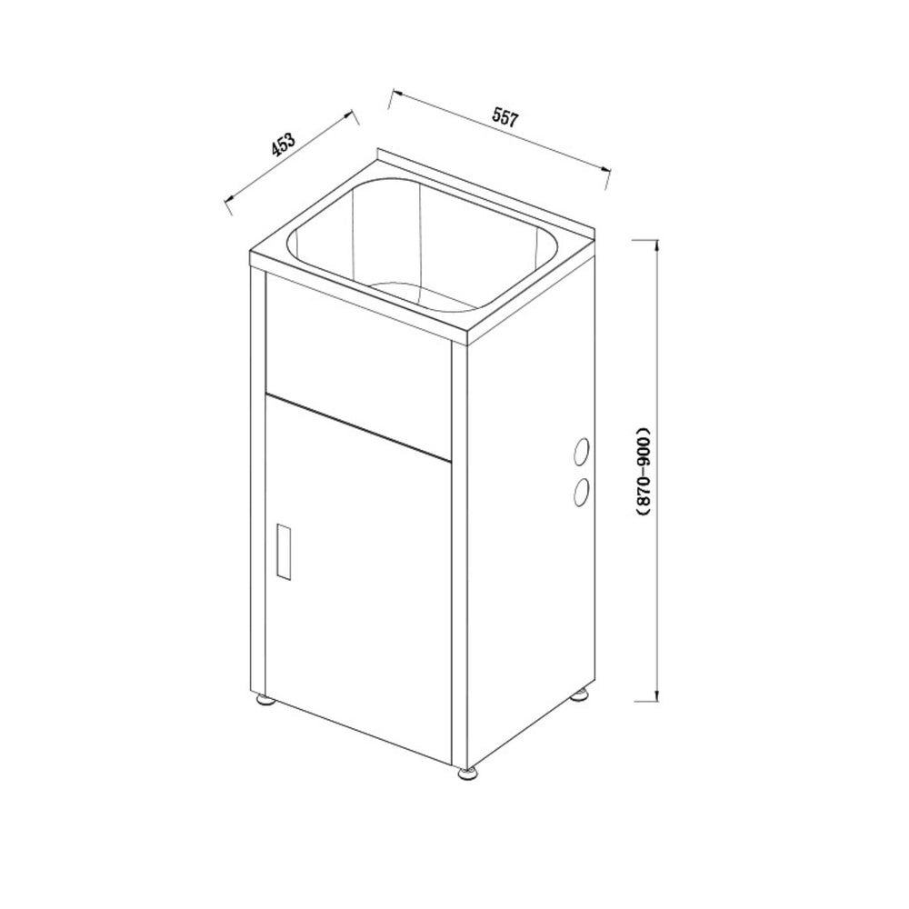 LUKKA 35L LAUNDRY CABINET AND STAINLESS STEEL TUB 560MM CHROME