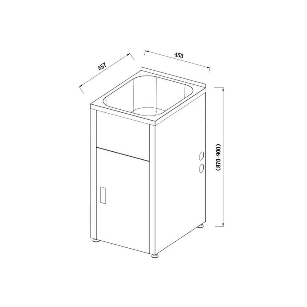 LUKKA 35L LAUNDRY CABINET AND STAINLESS STEEL TUB 455MM CHROME