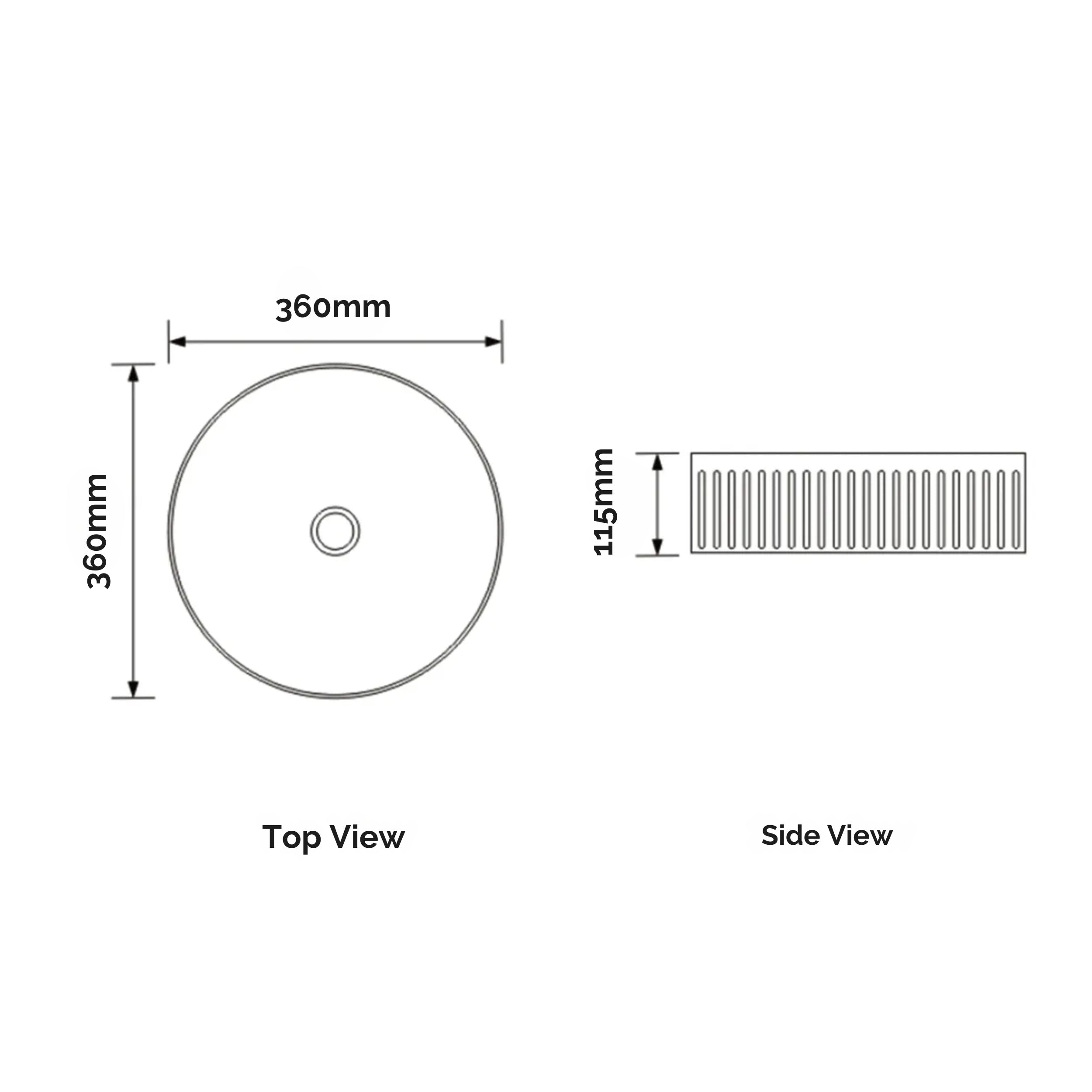 ORIO FLINT FLUTED ABOVE COUNTER BASIN GLOSS WHITE 360MM