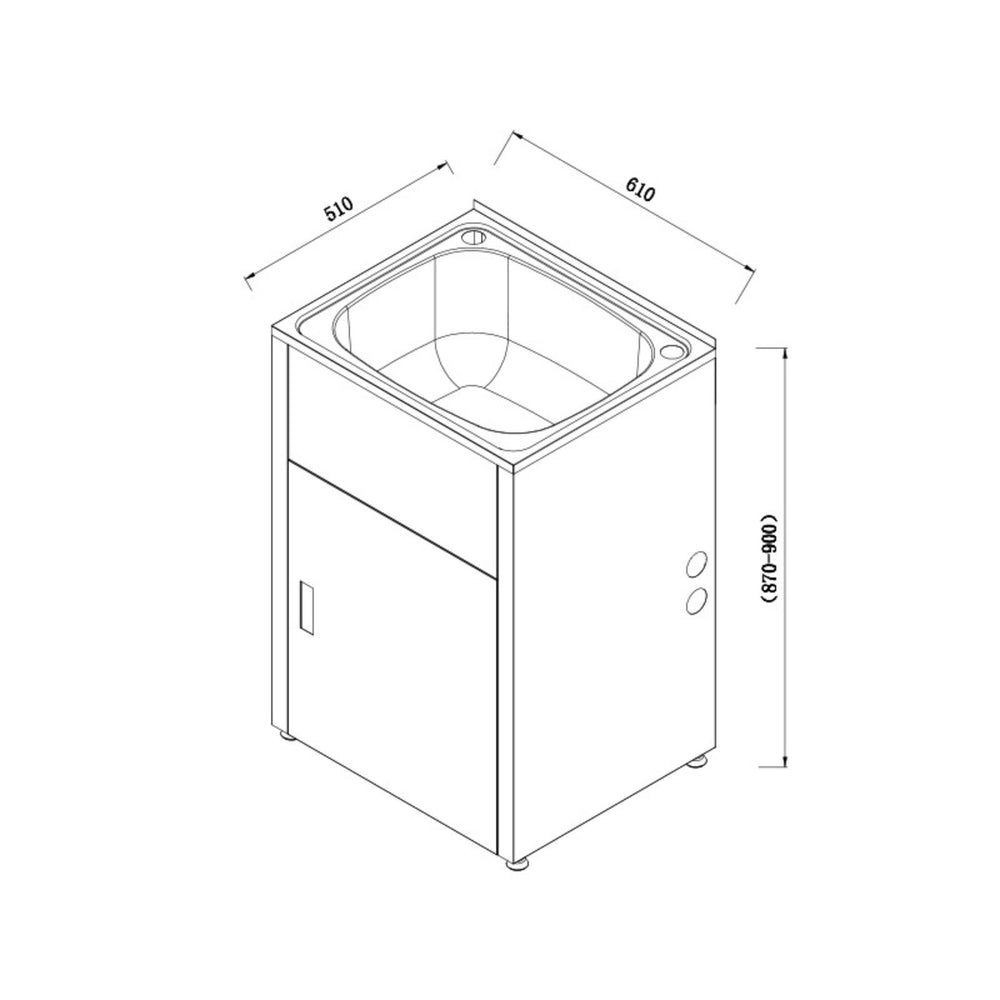 LUKKA 45L LAUNDRY CABINET AND STAINLESS STEEL TUB 610MM MATTE BLACK