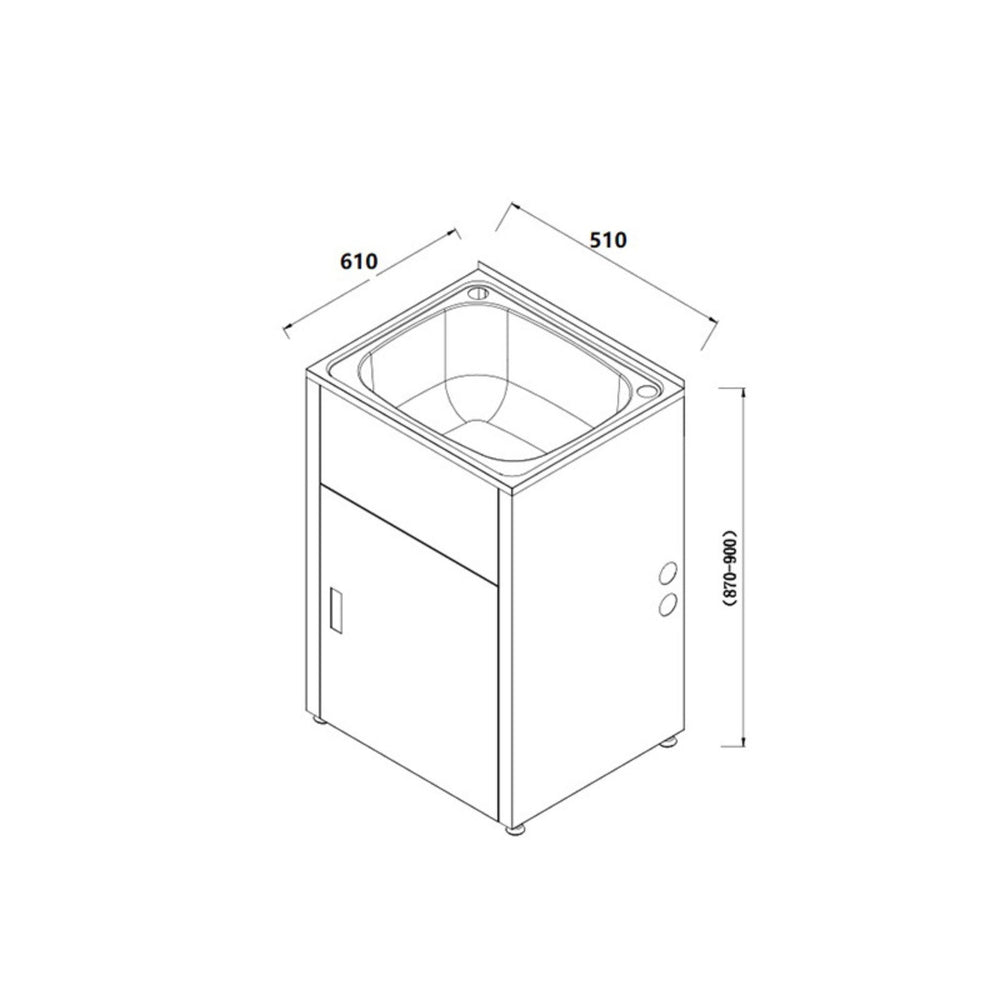 LUKKA 45L LAUNDRY CABINET AND STAINLESS STEEL TUB 510MM CHROME