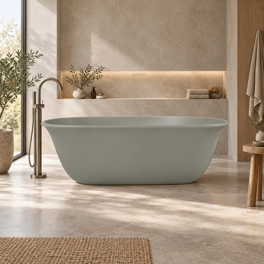 TURNER HASTINGS BLANCHE TITANCAST FREESTANDING NON OVERFLOW BATHTUB INDUSTRIAL GREY 1620MM