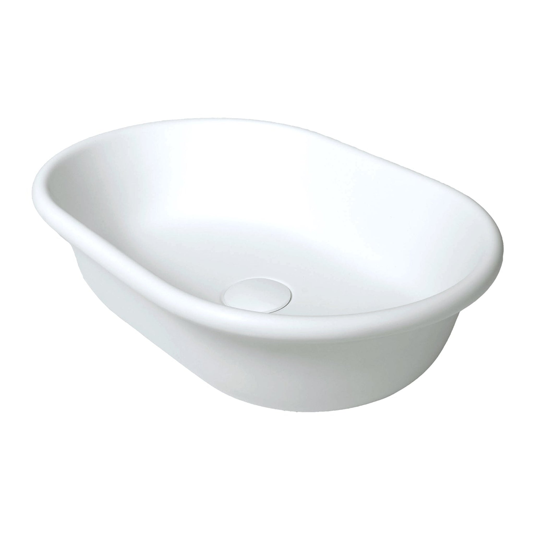 TURNER HASTINGS BLANCHE OVAL TITANCAST SOLID SURFACE ABOVE COUNTER HANDCRAFTED BASIN GLOSS WHITE 530MM