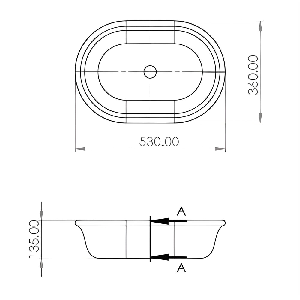 TURNER HASTINGS BLANCHE TITANCAST HANDCRAFTED ABOVE COUNTER BASIN SPECIAL FINISH 530MM