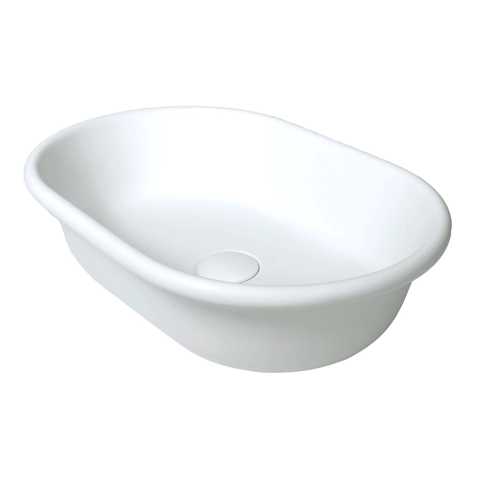 TURNER HASTINGS BLANCHE OVAL TITANCAST SOLID SURFACE ABOVE COUNTER HANDCRAFTED BASIN SATIN SILK WHITE 530MM
