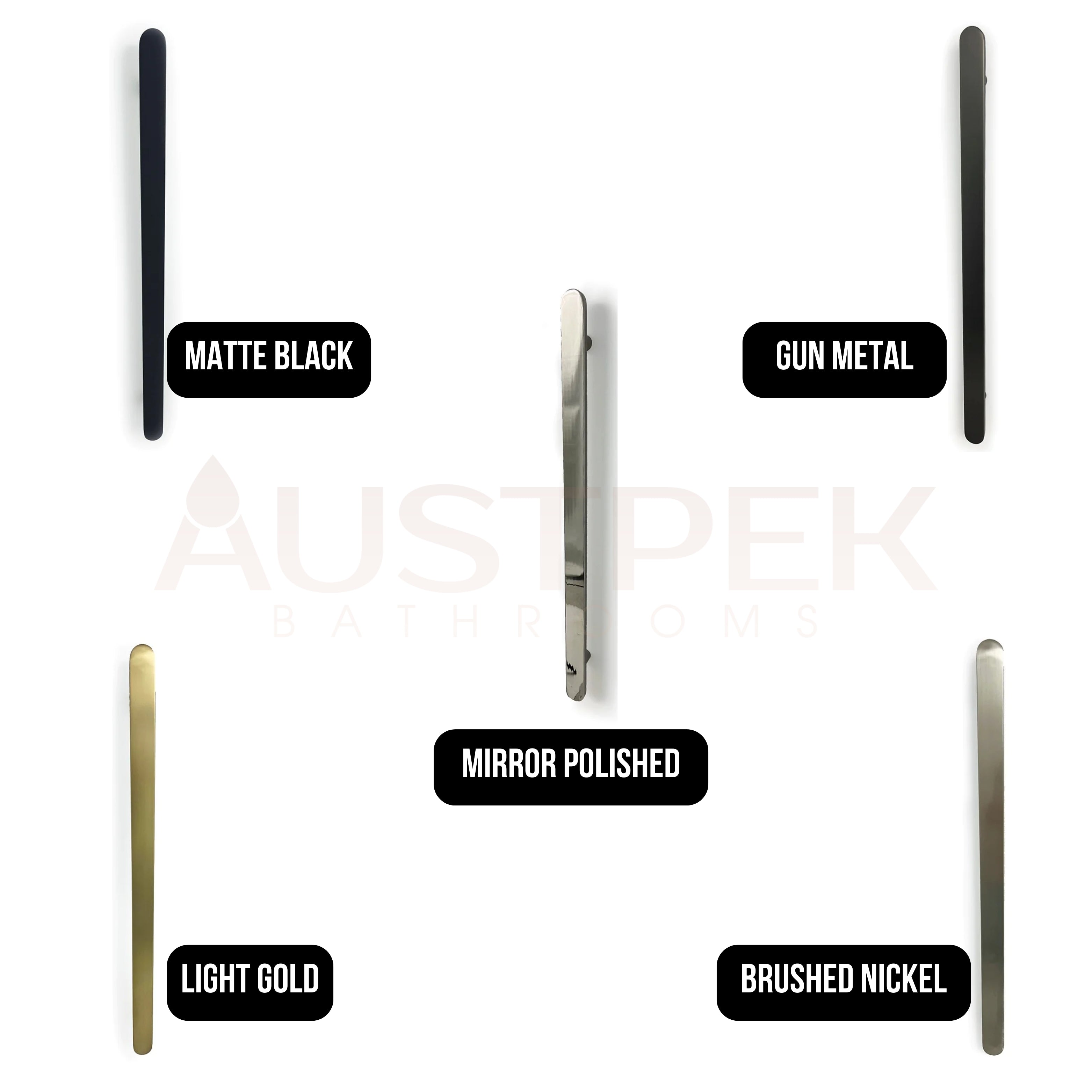 RADIANT HEATING VERTICAL FLAT BAR HEATED SINGLE TOWEL RAIL BRUSHED NICKEL 930MM