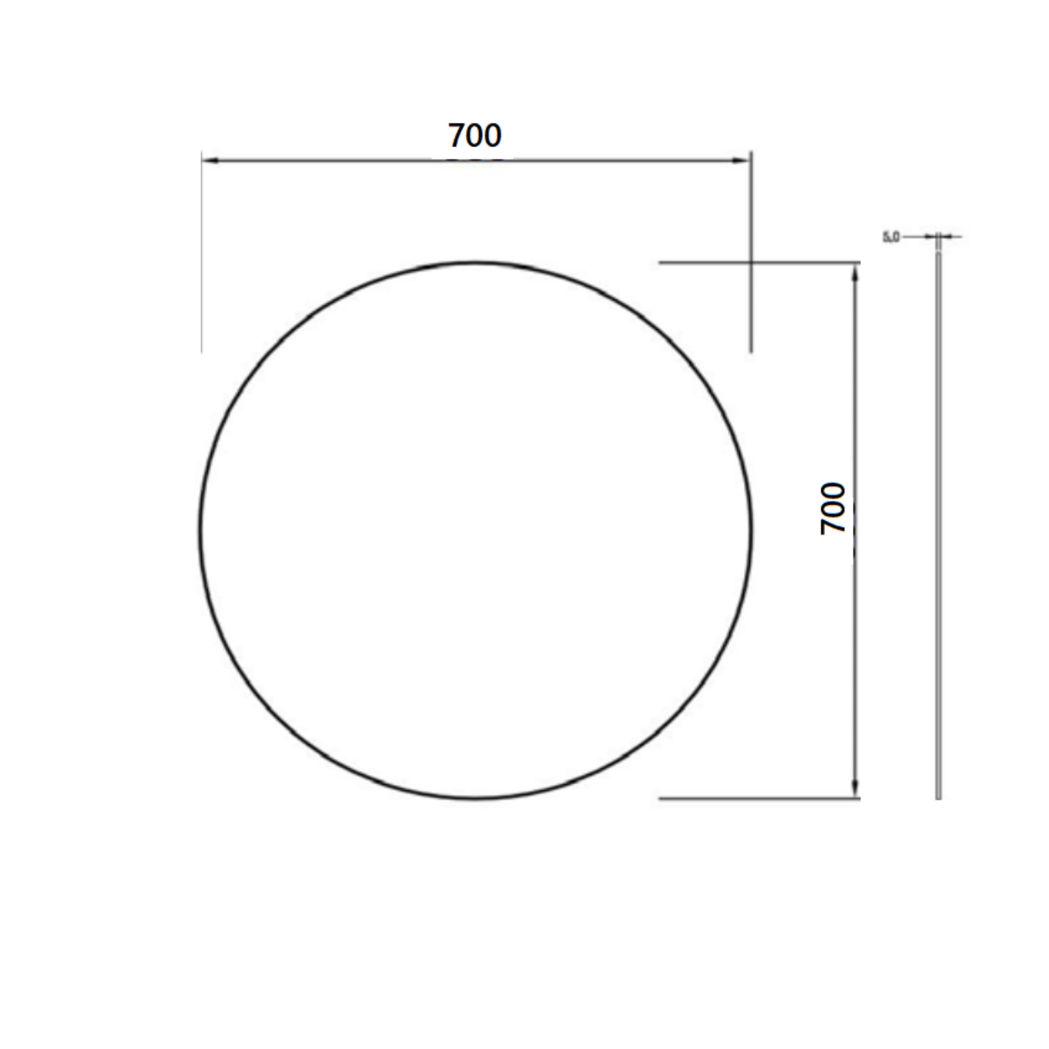 POSEDION LUNA ROUND FRAMELESS BEVEL EDGE PLAIN MIRROR 700X700MM
