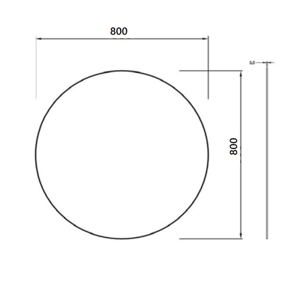 POSEDION LUNA ROUND FRAMELESS BEVEL EDGE PLAIN MIRROR 800X800MM