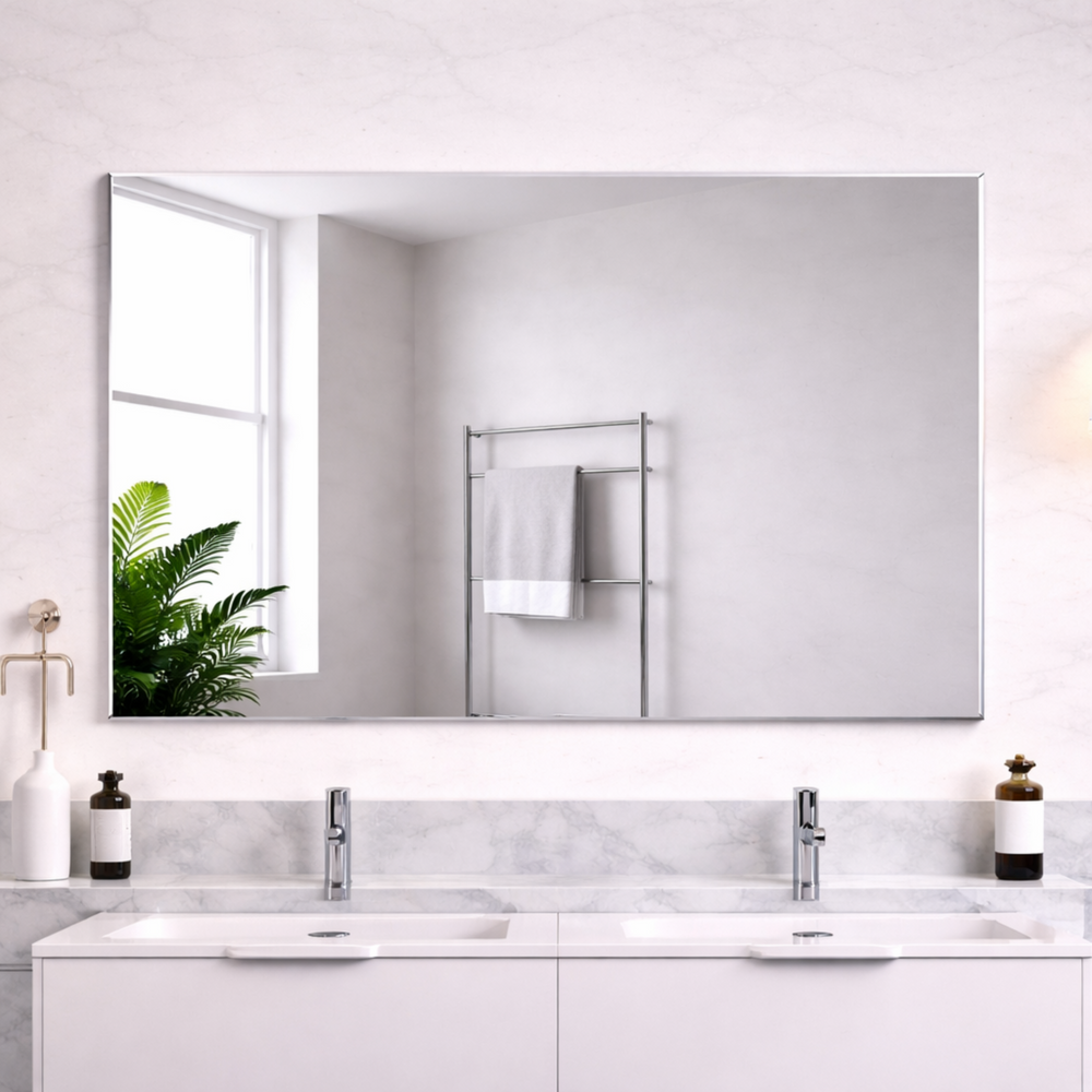 POSEIDON JASPER RECTANGULAR FRAMELESS BEVEL EDGE PLAIN MIRROR 900X750MM