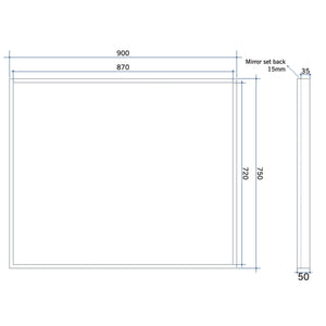 THERMOGROUP ABLAZE SQUARE BLACK FRAME MIRROR 750MM
